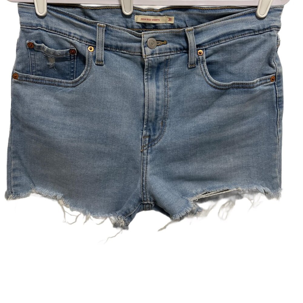 0924 Levi's High Rise Light Denim Cut Off Jean Shorts